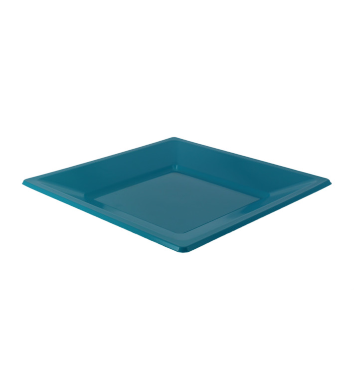 Plastic Plate Square shape Flat Turquoise 23 cm (750 Units) Plastic Plate Square shape Flat Turquoise 23 cm (750 Units)