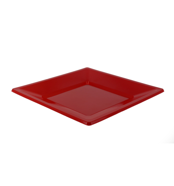 Plastic Plate Flat Square shape Red 17 cm (25 Units) Plastic Plate Flat Square shape Red 17 cm (25 Units)
