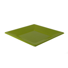 Plastic Plate Flat Square shape Pistachio Green 17 cm (5 Units) 