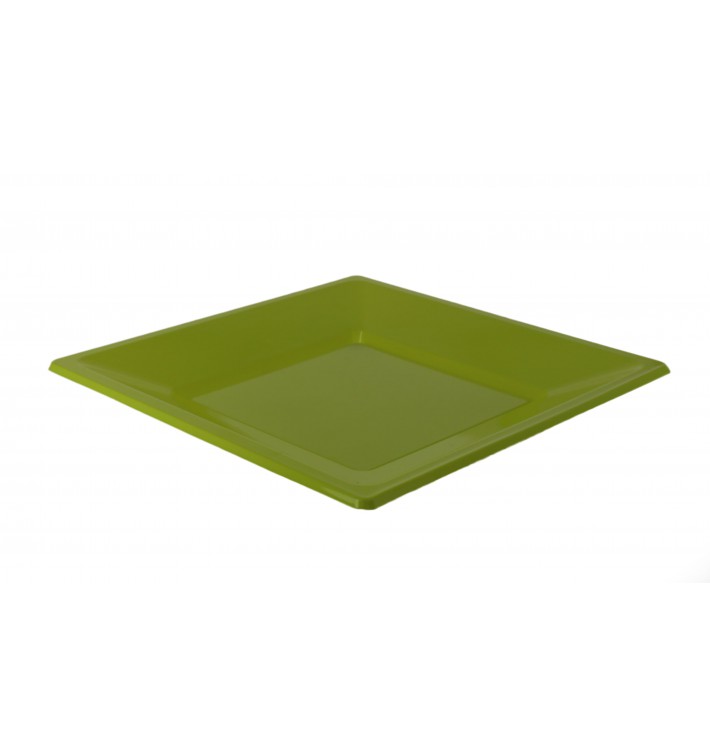 Plastic Plate Flat Square shape Pistachio Green 17 cm (5 Units) 