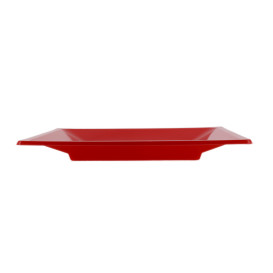 Plastic Plate Flat Square shape Red 23 cm (3 Units) 