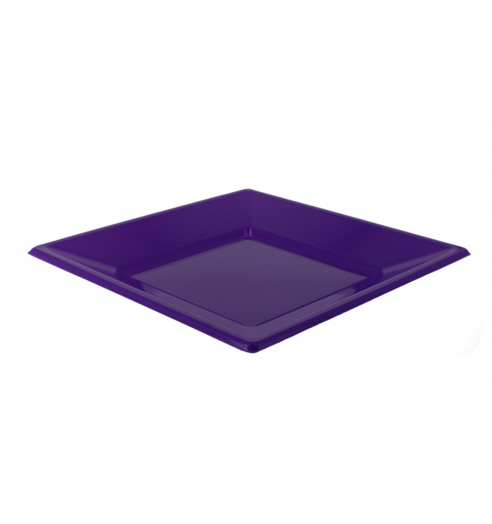 Plastic Plate Flat Square shape Lilac 17 cm (300 Units)