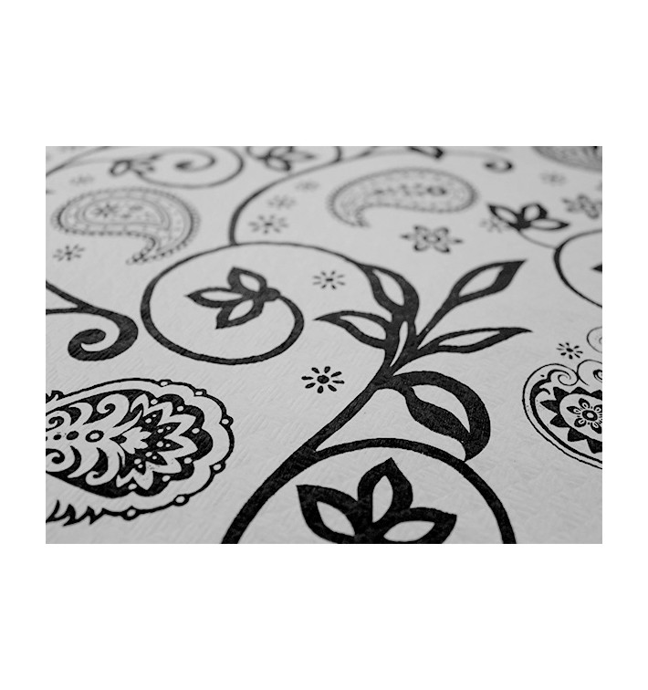 Pre-Cut Paper Tablecloth Cachemir Black 37g 1x1m (400 Units)