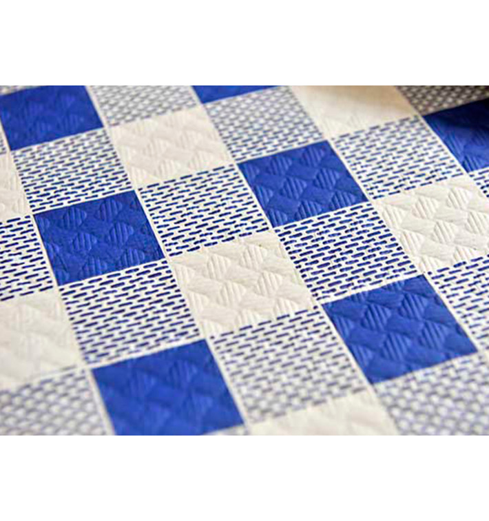 Pre-Cut Paper Tablecloth Blue Checkers 40g 1x1m (400 Units) Pre-Cut Paper Tablecloth Blue Checkers 40g 1x1m (400 Units)