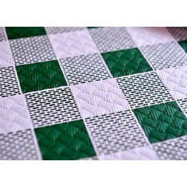 Pre-Cut Paper Tablecloth Green Checkers 40g 1x1m (400 Units)  