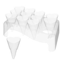 Plastic Serving Cones with Serving Cone Holder "Love" 50ml 18x26cm (5 Units) 