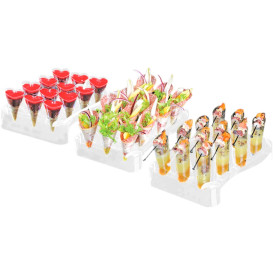 Plastic Serving Cones with Serving Cone Holder "Slice" 55ml 18x26cm (4 Kits)