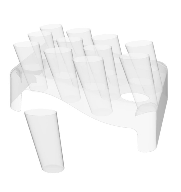 Plastic Serving Cones with Serving Cone Holder Clear 75ml 18x26cm (5 Units) Plastic Serving Cones with Serving Cone Holder Clear 75ml 18x26cm (5 Units)