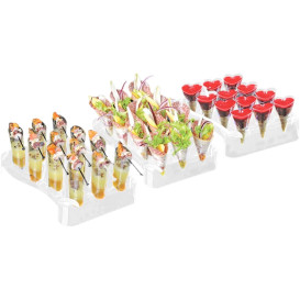 Plastic Serving Cones with Serving Cone Holder Clear 75ml 18x26cm (4 Kits)