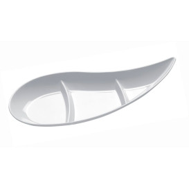 Tasting Sauce Bowl PS "Virgola" 3 Comp. White 30 ml (50 Units)