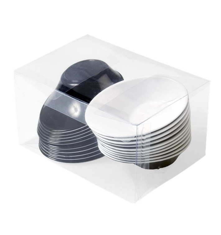 Plastic Bowl PS "Sodo" White and Black 50 ml (20 Units) Plastic Bowl PS "Sodo" White and Black 50 ml (20 Units)