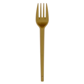 Plastic Fork PS Gold 16,5cm (20 Units)