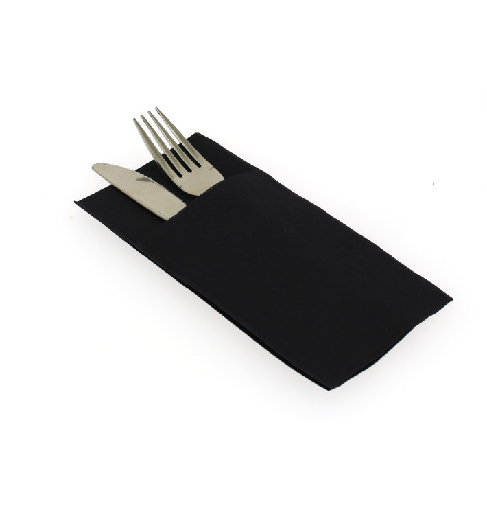 Pocket Fold Paper Napkins Black 40x40cm (960 Units) Pocket Fold Paper Napkins Black 40x40cm (960 Units)