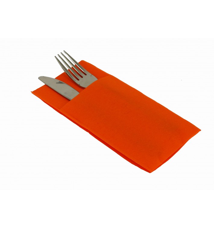 Pocket Fold Paper Napkins Orange 40x40cm (30 Units) 