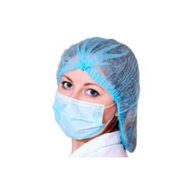 Disposable Bouffant Cap Accordion PP Blue 1 Gum Ø53cm (1000 Units)