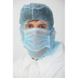 Disposable Surgeon Hood with Mask 3 Layers Blue (100 Units)