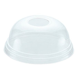 Plastic Dome Lid with Hole PET Crystal Ø8,1cm (100 Units)