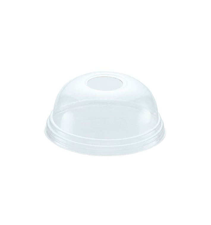 Plastic Dome Lid with Hole PET Ø9,3cm for PET Cup 420ml (100 Units)