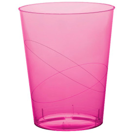 Plastic Cup PS "Moon" Fuchsia Clear 350ml (20 Units) 