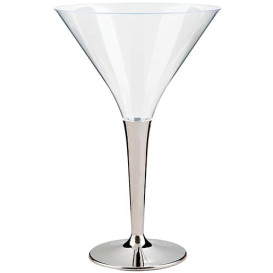 Plastic Stemmed Glass Cocktail Silver 100 ml (6 Units) 