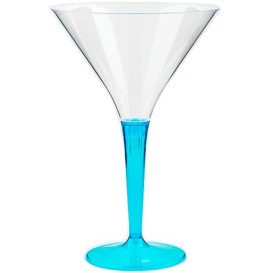 Plastic Stemmed Glass Cocktail Turquoise 100 ml (6 Units)