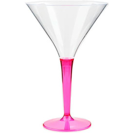 Plastic Stemmed Glass Cocktail Raspberry 100 ml (48 Units)