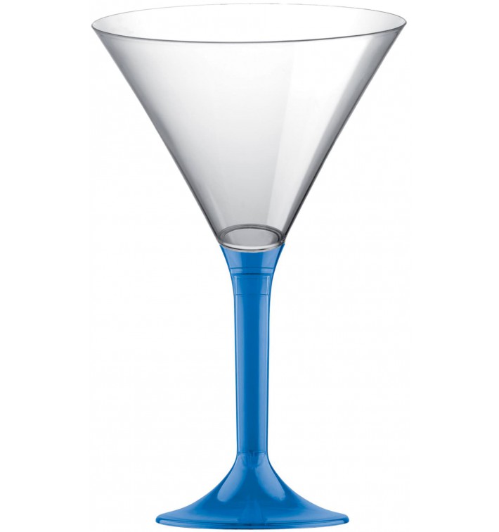 Plastic Stemmed Glass Cocktail Blue Clear 185ml 2P (200 Units)