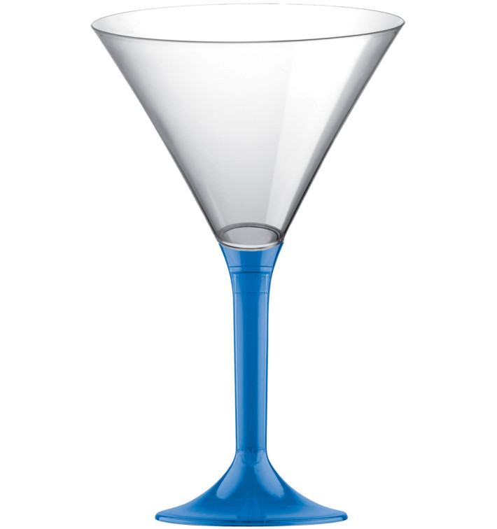 Plastic Stemmed Glass Cocktail Blue Clear 185ml 2P (200 Units)