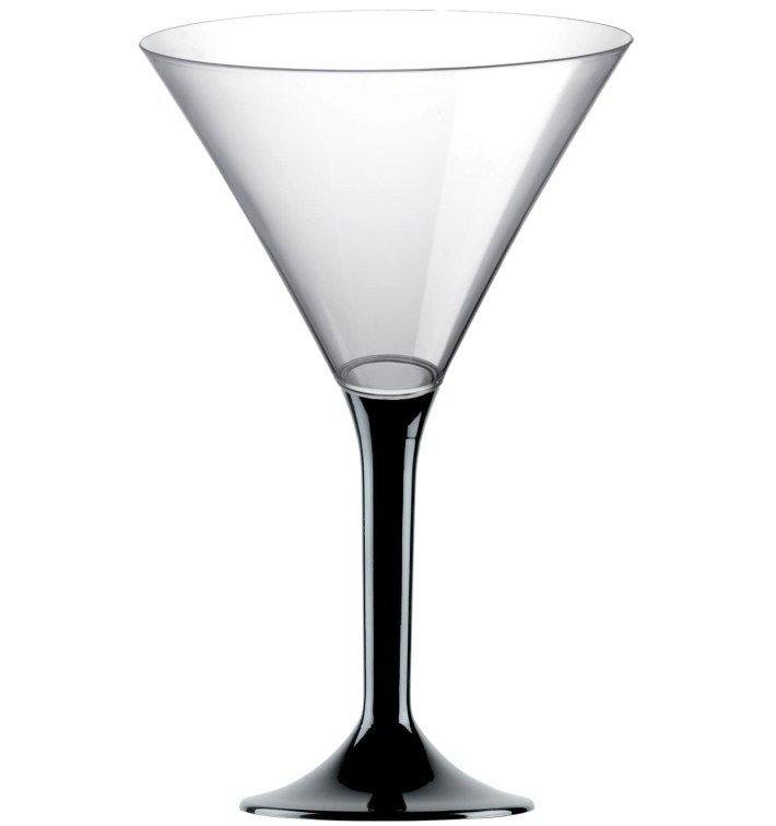 Plastic Stemmed Glass Cocktail Black 185ml 2P (200 Units)