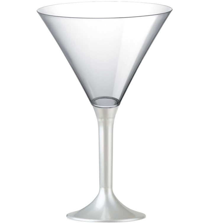 Plastic Stemmed Glass Cocktail White Pearl 185ml 2P (40 Units)