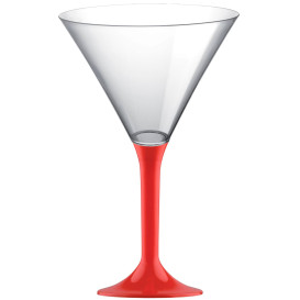 Plastic Stemmed Glass Cocktail Red 185ml 2P (40 Units)