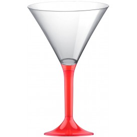 Plastic Stemmed Glass Cocktail Red Clear 185ml 2P (200 Units)