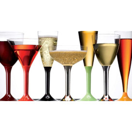 Plastic Stemmed Glass Cocktail Red Clear 185ml 2P (40 Units)
