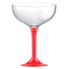 Plastic Stemmed Flute Red Clear 200ml 2P (200 Units)