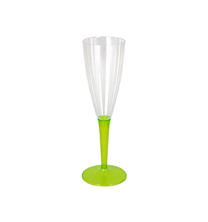 Plastic Stemmed Flute Sparkling Wine Green 100ml (36 Units)