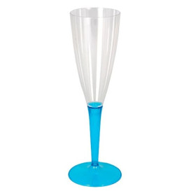 Plastic Stemmed Flute Sparkling Wine Turquoise 100ml (36 Units)