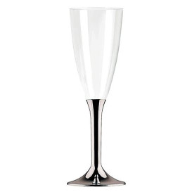 Plastic Stemmed Flute Sparkling Wine Silver 100ml (10 Units) 