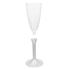 Plastic Stemmed Flute Sparkling Wine White Pearl 120ml 2P (200 Units)