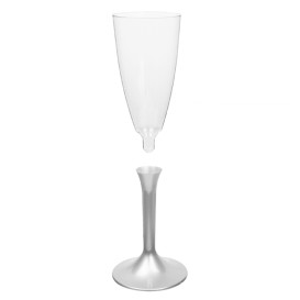 Plastic Stemmed Flute Sparkling Wine Grey 120ml 2P (200 Units)