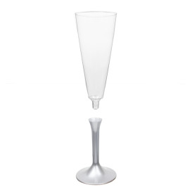 Plastic Stemmed Flute Sparkling Wine Grey 160ml 2P (40 Units)