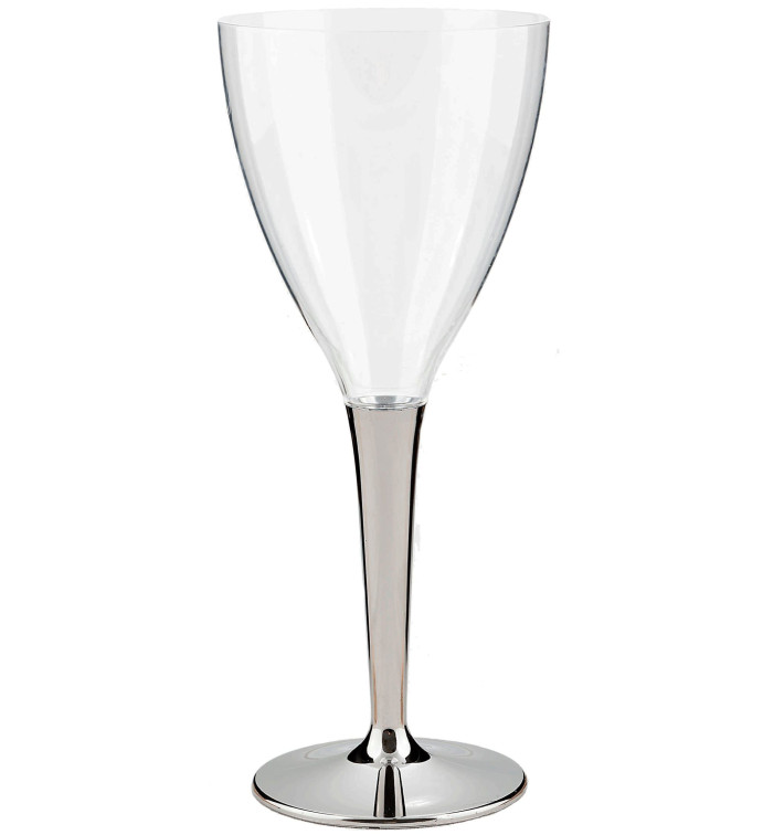 Plastic Stemmed Glass Wine Silver 130ml (10 Units) Plastic Stemmed Glass Wine Silver 130ml (10 Units)