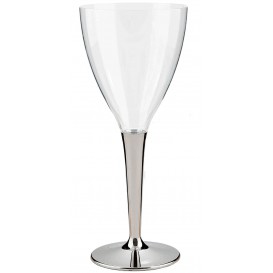 Plastic Stemmed Glass Wine Silver 130ml (100 Units)