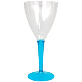 Plastic Stemmed Glass Wine Turquoise 130ml (6 Units) 