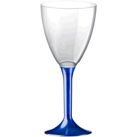 Plastic Stemmed Glass Wine Blue Pearl Removable Stem 180ml (40 Units)