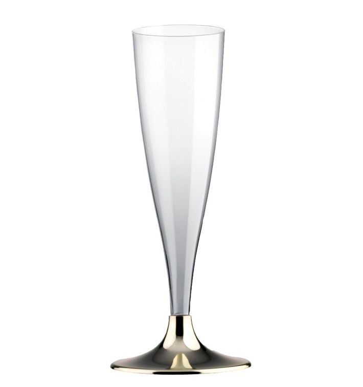 Plastic Stemmed Flute Sparkling Wine Gold Chrome 140ml 2P (20 Units) Plastic Stemmed Flute Sparkling Wine Gold Chrome 140ml 2P (20 Units)