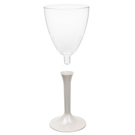 Plastic Stemmed Glass Wine Beige Removable Stem 180ml (40 Units)