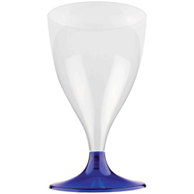 Plastic Stemmed Glass Wine Blue Clear 200ml 2P (20 Units)