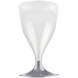 Plastic Stemmed Glass Wine Grey 200ml 2P (20 Units)