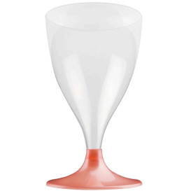 Plastic Stemmed Glass Wine Peach Pearl 200ml 2P (20 Units)