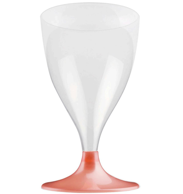 Plastic Stemmed Glass Wine Peach Pearl 200ml 2P (20 Units)